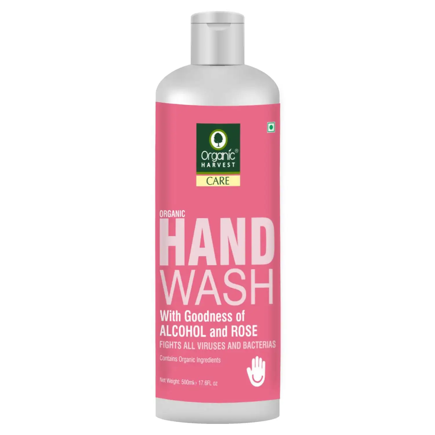 Organic Harvest Hand Wash,  Alcohol & Rose  500 ml  Fights All Viruses & Bacteria