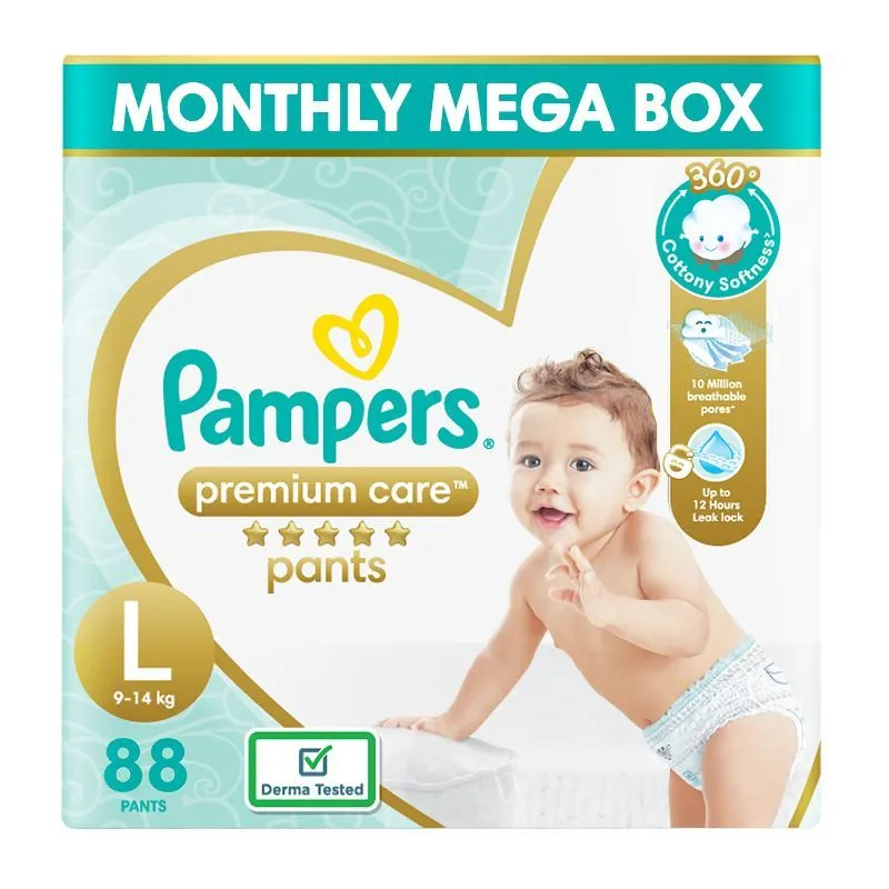 Pampers Premium Care Pants Diapers Monthly Box Pack Large - 88 Pack