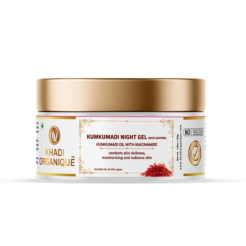 Khadi Organique Kumkumadi Night Gel For Glowing Skin Reduces Dark Spots And Pigmentation