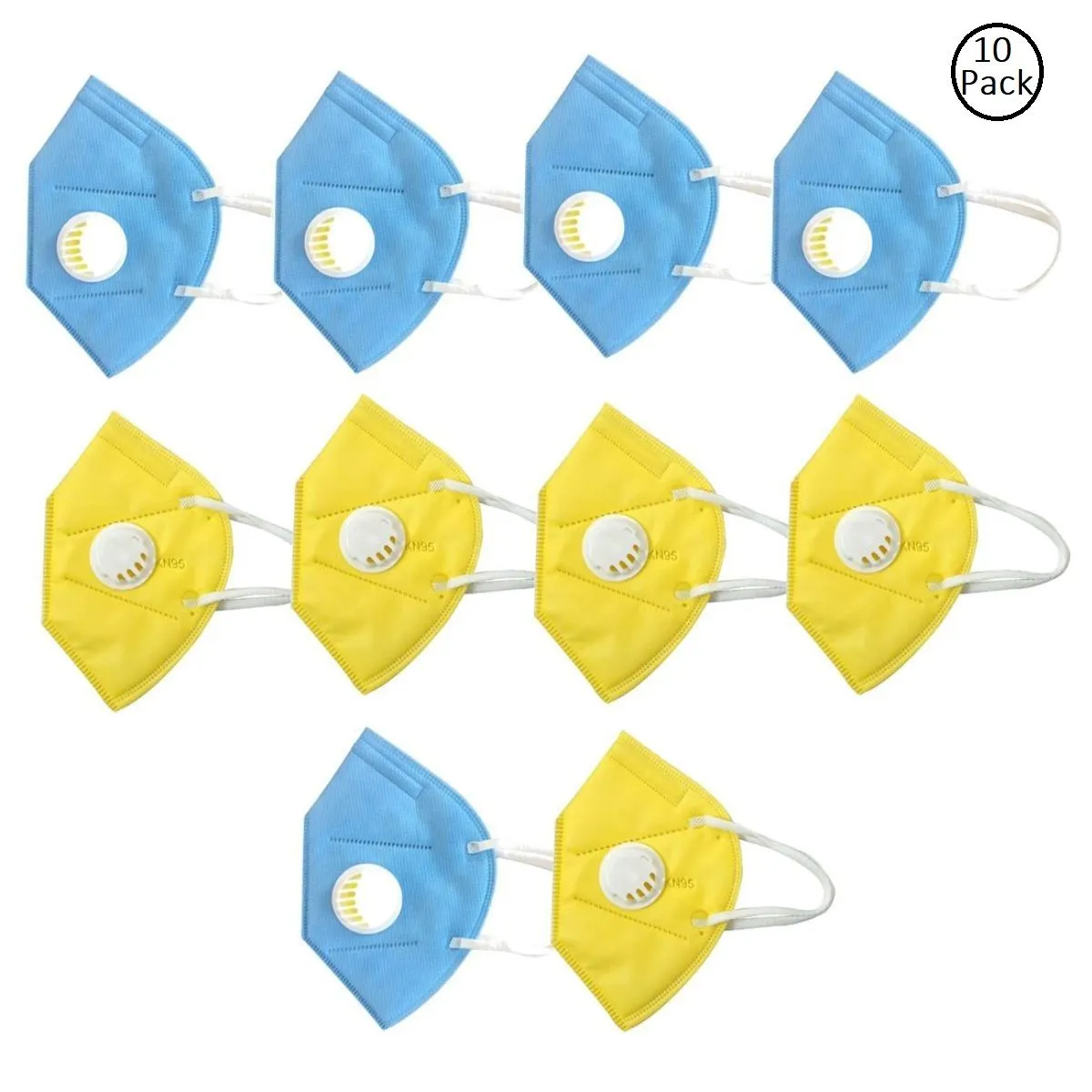 Fabula Pack Of 10 Anti-Pollution Reusable 5 Layer Mask - Blue Yellow