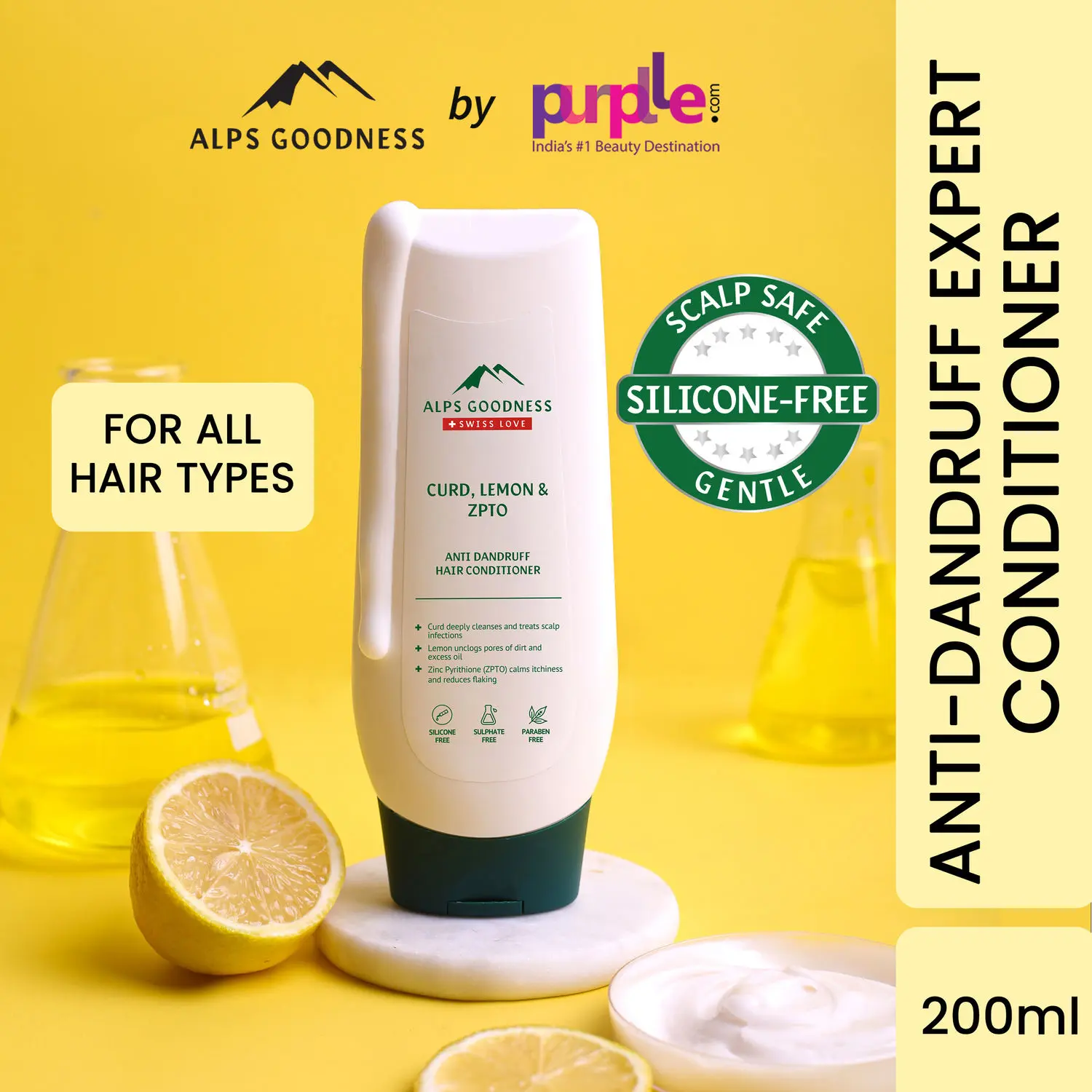 Alps Goodness Curd, Lemon & ZPTO Anti Dandruff Hair Conditioner (200 ml)