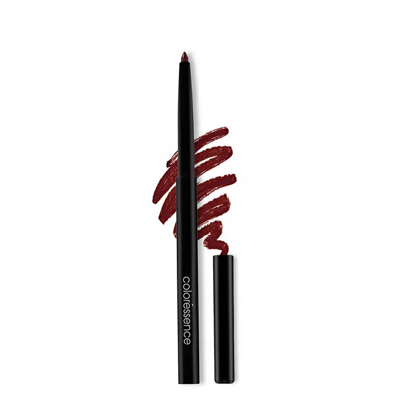 Coloressence Lip Liner Pencil Long Lasting Satin Finish Waterproof Retractable Pen - Maroon