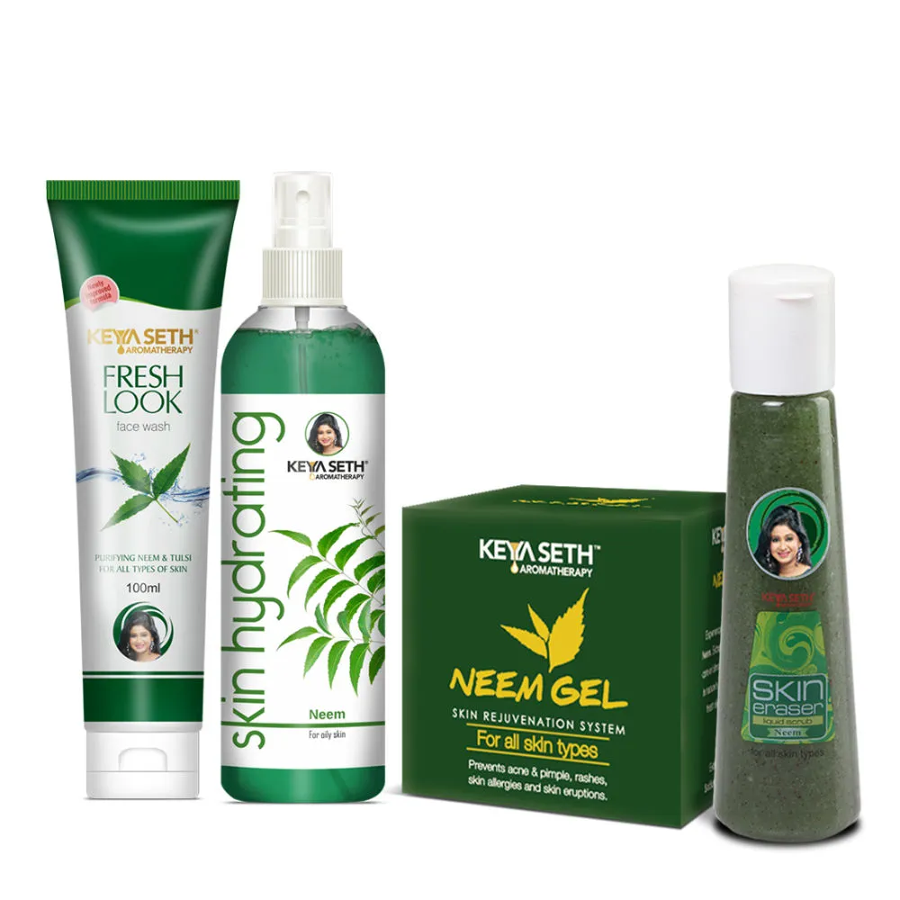 Keya Seth Aromatherapy Neem Skin Care Combo Scrub + Toner + Facewash + Gel Moisturieser