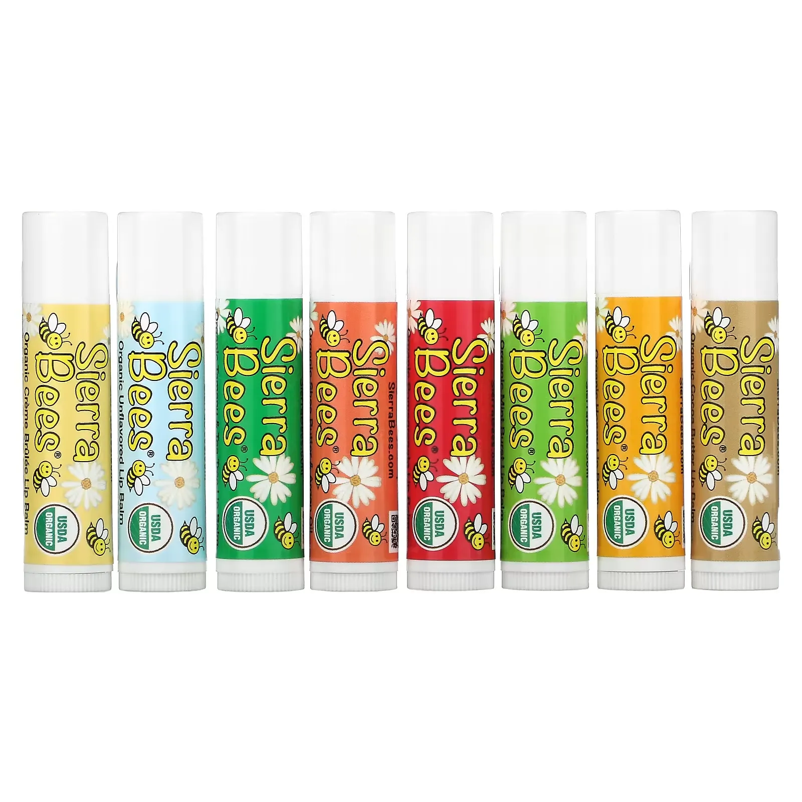 Organic Lip Balms Combo Pack, 8 Pack, 0.15 oz (4.25 g) Each