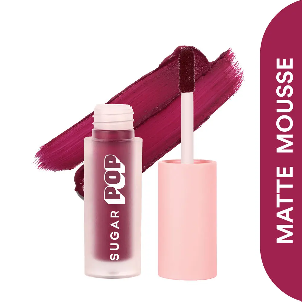 SUGAR POP Matte Mousse - 01 Berry Bar - 3.2 ml - Ultra-creamy, Rich Pigment, Water-resistant, Lightweight, Full Coverage l Lasts up to 8 to 10 hours l Liquid Lipstick for Women