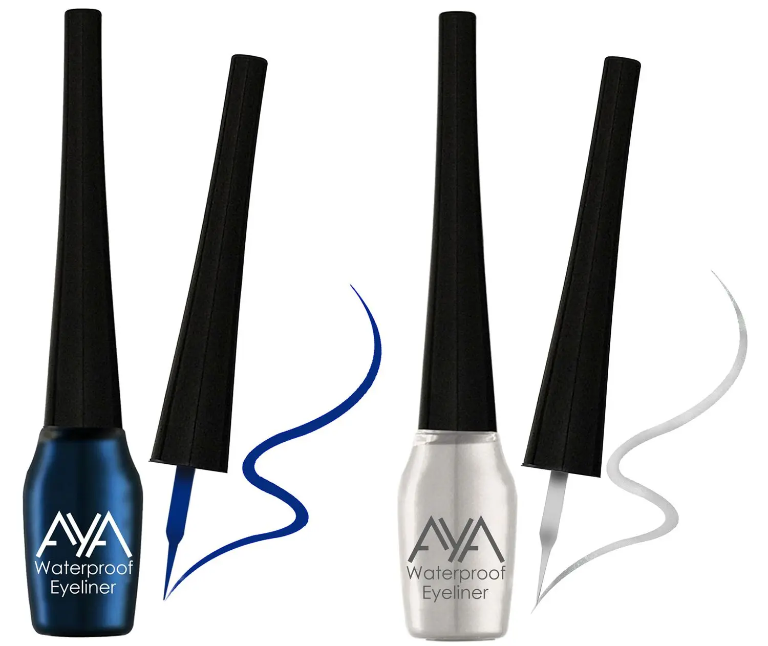 AYA Waterproof Eyeliner, Set of 2 (Blue and Silver)