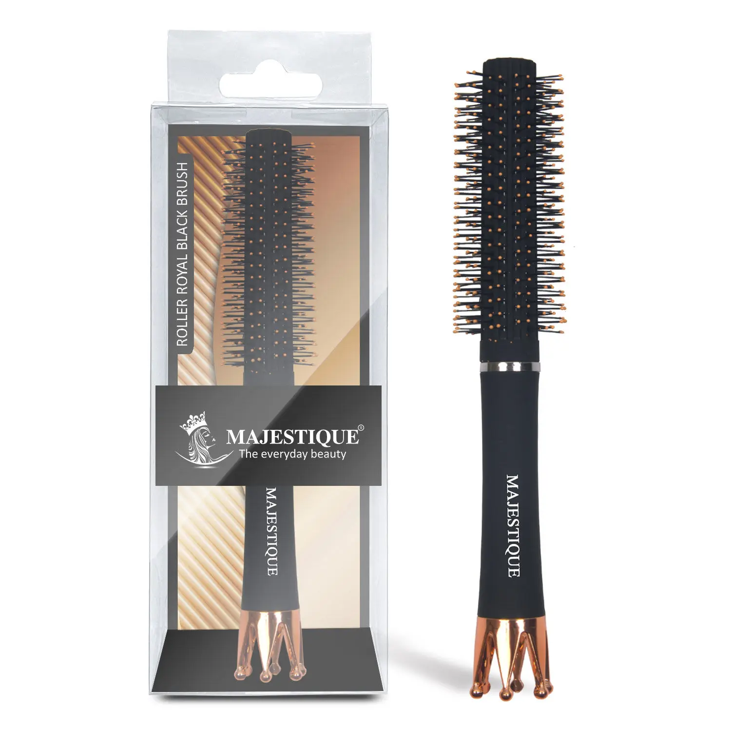 Majestique Roller Royel Black Brush Crown Series for Blow Drying HR151 Nylon Bristles