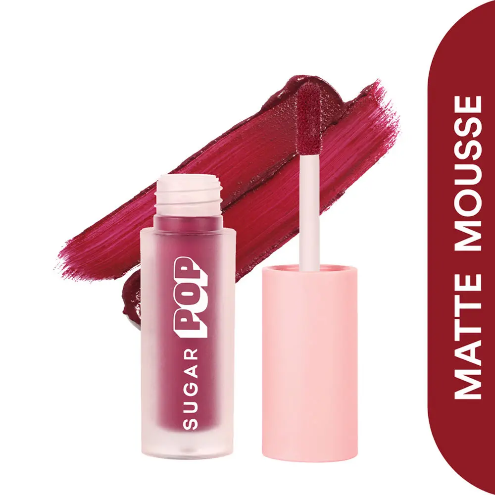 SUGAR POP Matte Mousse - 04 Red Velvet - 3.2 ml - Ultra-creamy, Rich Pigment, Water-resistant, Lightweight, Full Coverage l Lasts up to 8 to 10 hours l Liquid Lipstick for Women