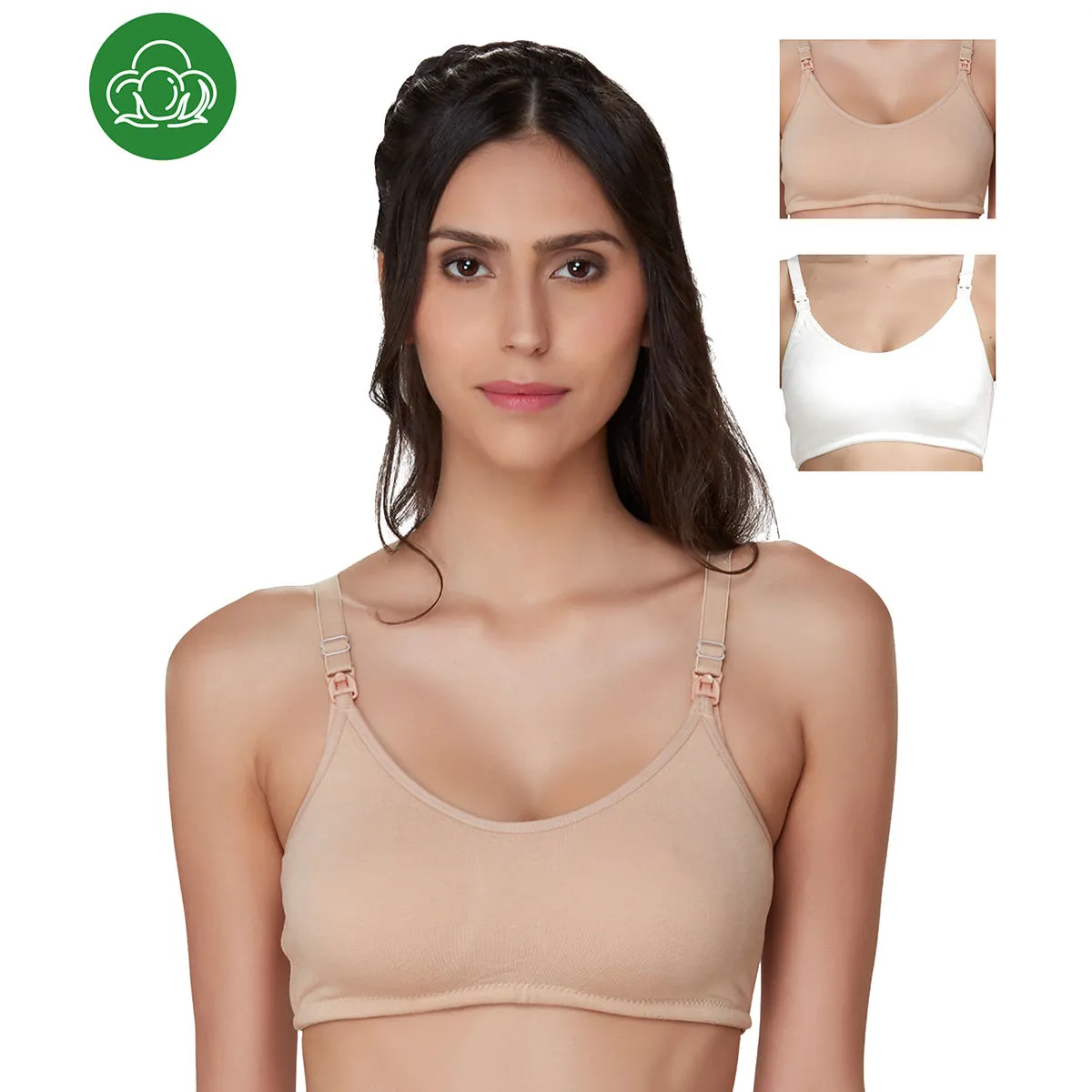 Inner Sense Organic Cotton Antimicrobial Nursing Bra Pack of 3 - Multi-Color