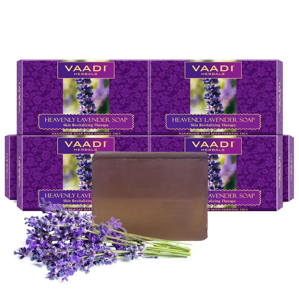 Vaadi Herbals Heavenly Lavender Soap with Rosemary Extract (5 + 1 Free) (75 g) (Pack of 6)
