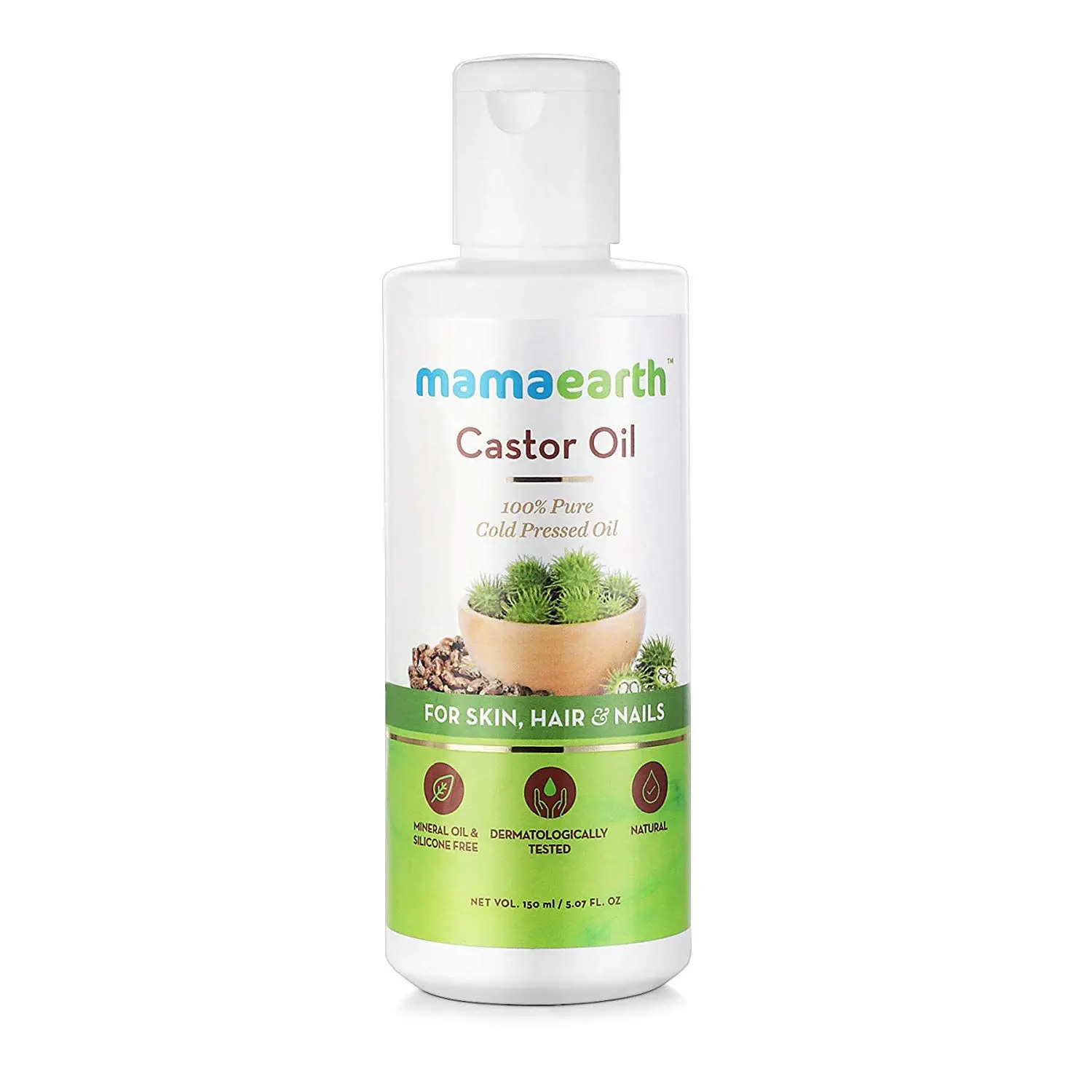 Mamaearth 100% Pure Castor Oil, Cold Pressed, To Support Hair Growth, Good Skin and Strong Nails (150 ml)