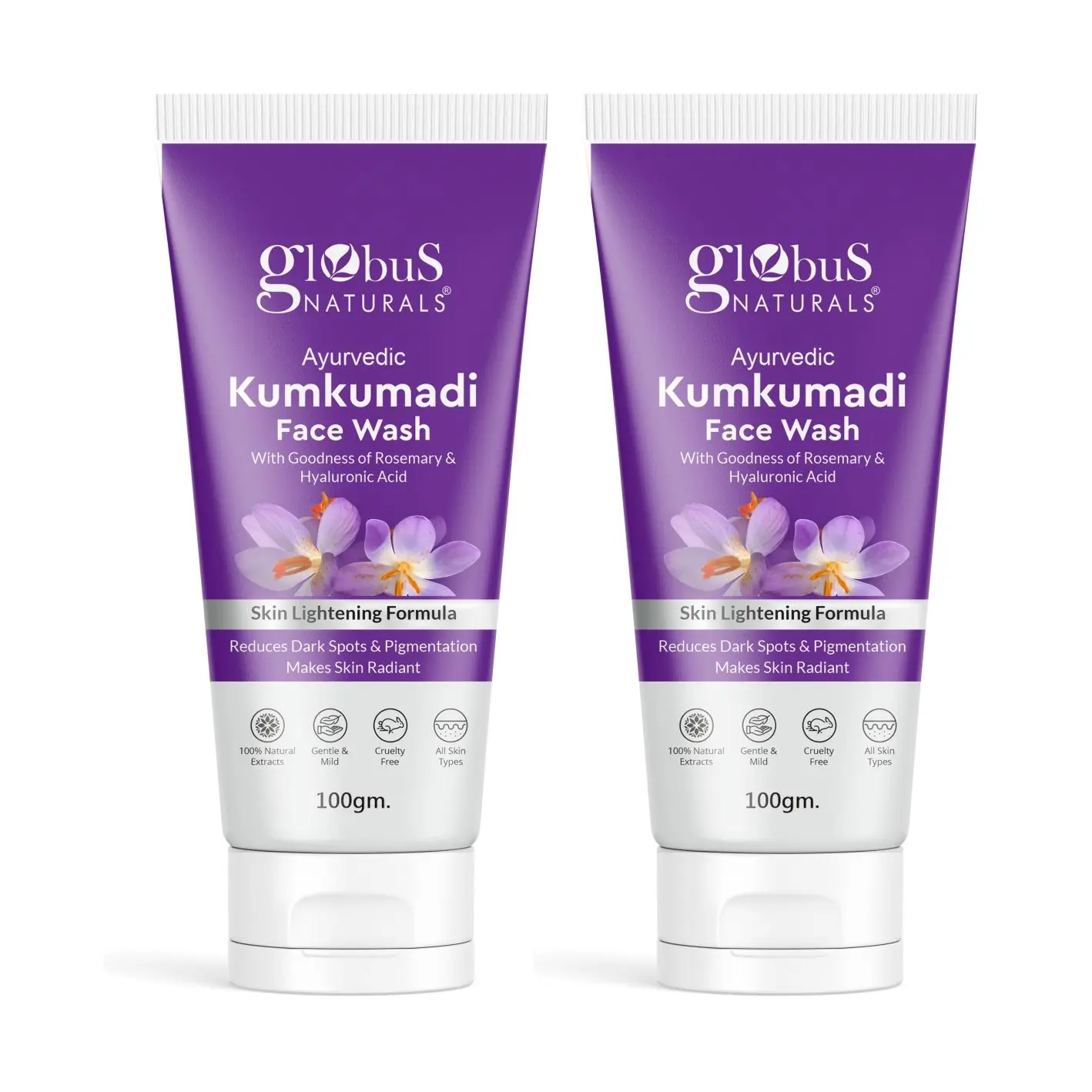 Globus Naturals Ayurvedic Kumkumadi Face Wash,  100 gm Pack of 2