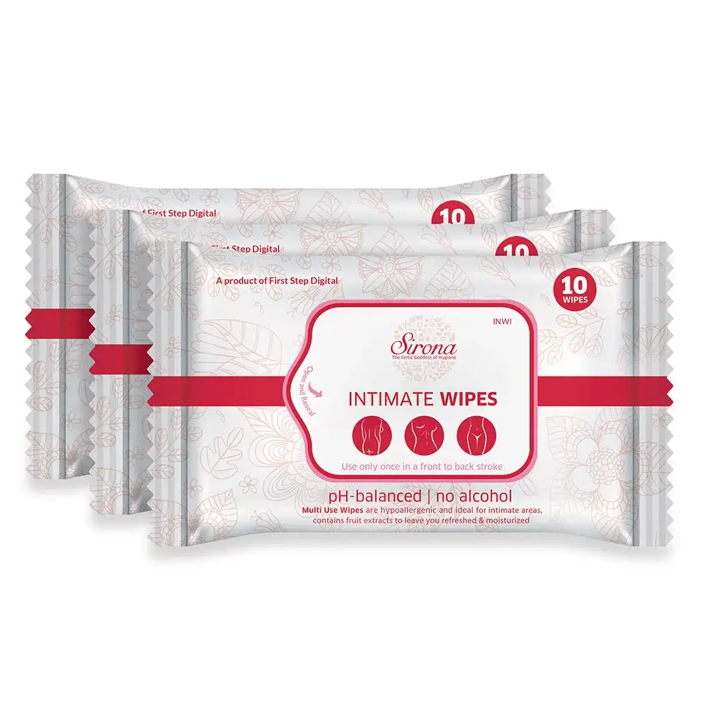 Sirona Intimate Wet Wipes,  10 Piece(s)/Pack  for Women Pack of 3