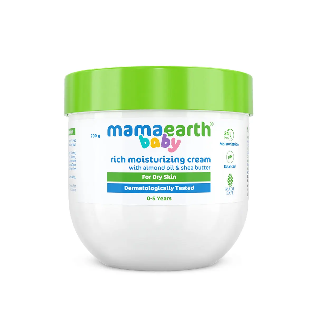 Mamaearth Baby Rich Moisturizing Cream With Almond Oil & Shea Butter For Dry Skin - 200 g | For Face & Body | 24-Hour Moisturization | Nourishes & Softens Skin