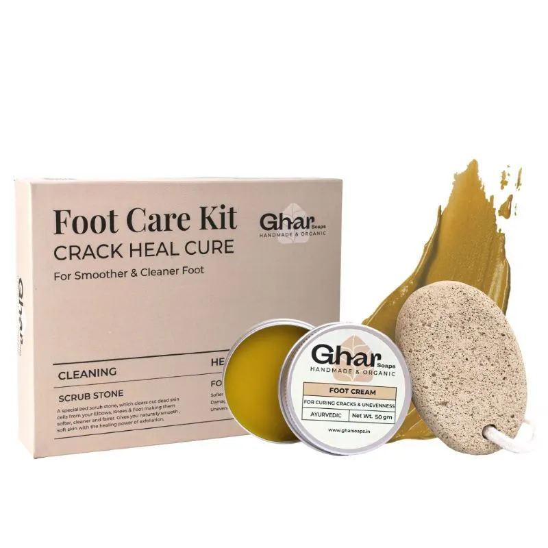 Ghar Soaps Foot Cream Kit For Cracked Heels With Scrub Stone For Women & Men