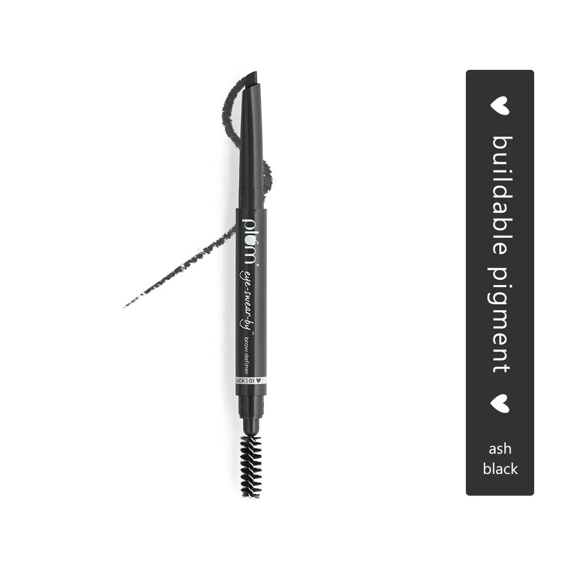 Plum Eye-Swear-By Brow Definer - Ash Black | Buildable Pigment | With Vitamin E | 100% Vegan & Cruelty Free