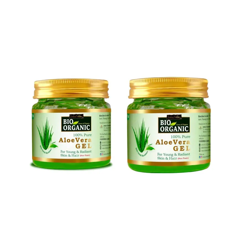 Indus Valley Aloe Vera Gel For Skin helps reducing Acne,Scars,Dark spots & Hair Care- Pack of 2