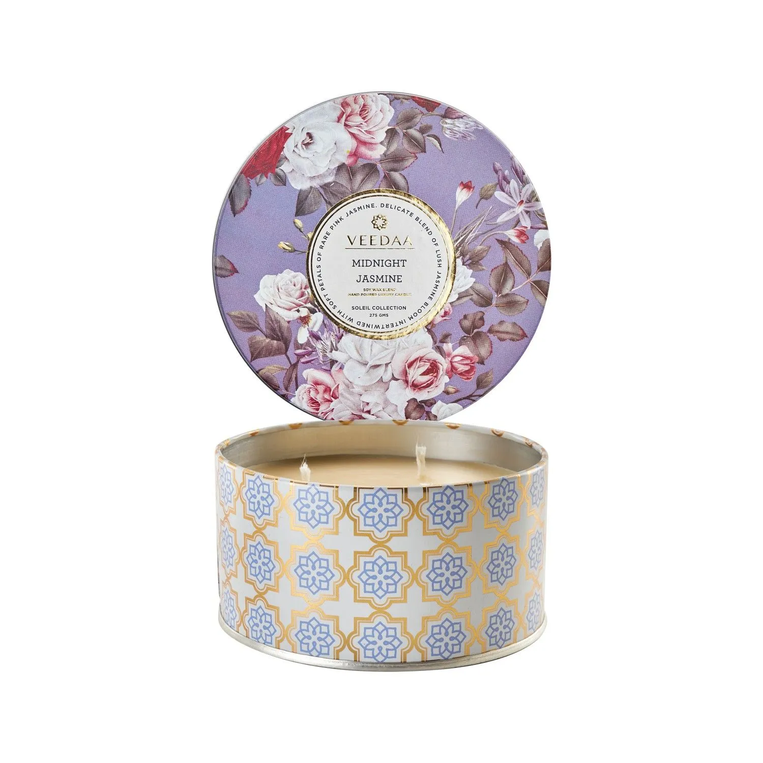 Veedaa Midnight Jasmine 3 Wick Tin Scented Candle