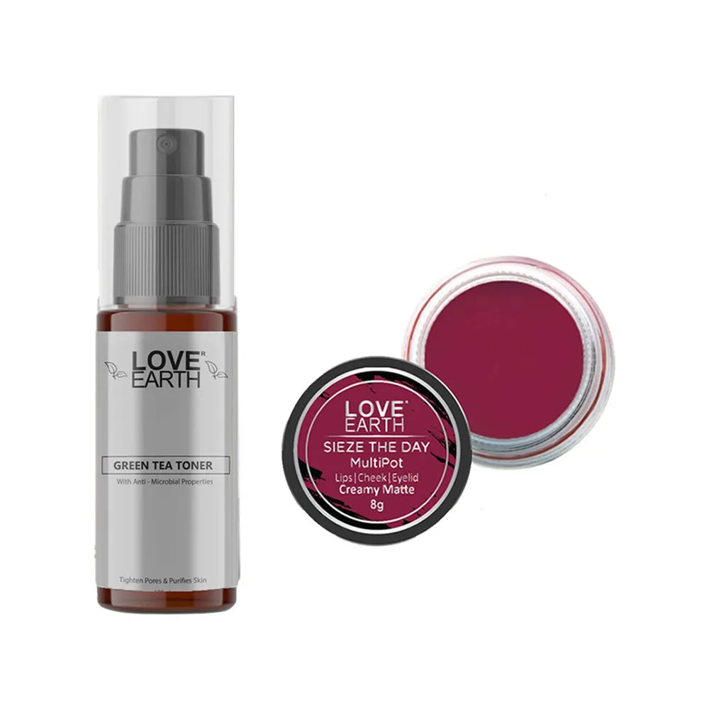 Love Earth Lip Tint & Cheek Tint Seize The Day + Green Tea Toner