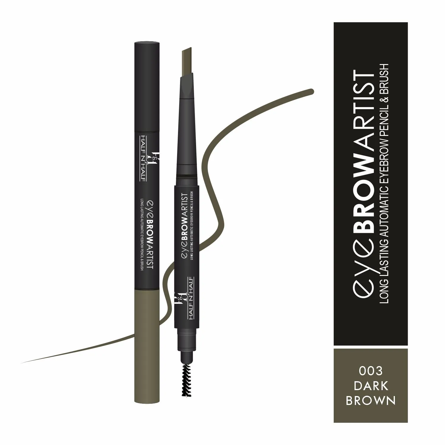 Half N Half Eye Brow Artist Long Lasting Automatic Eyebrow Pencil & Brush