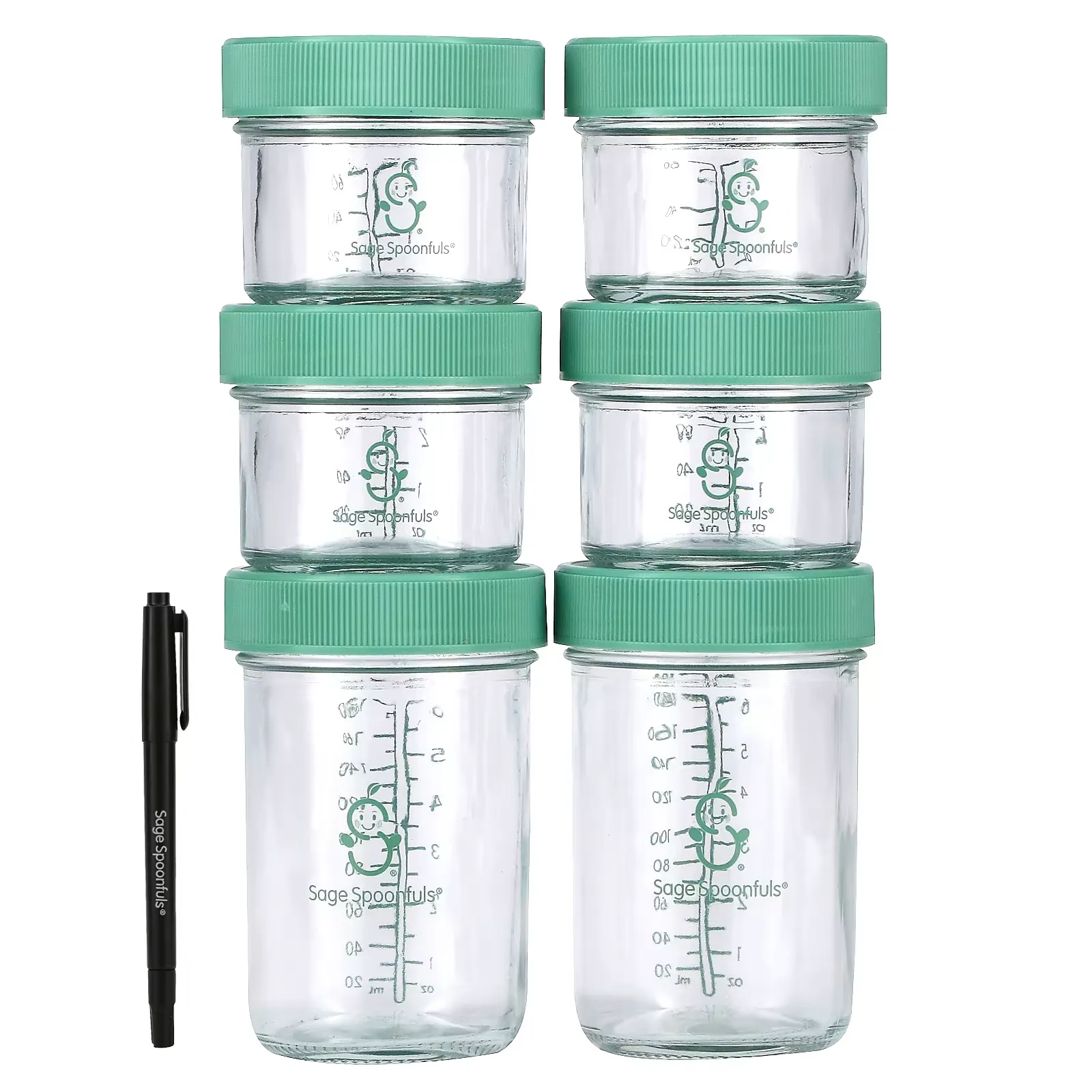 Glass Baby Food Storage Jars, 6 Pack