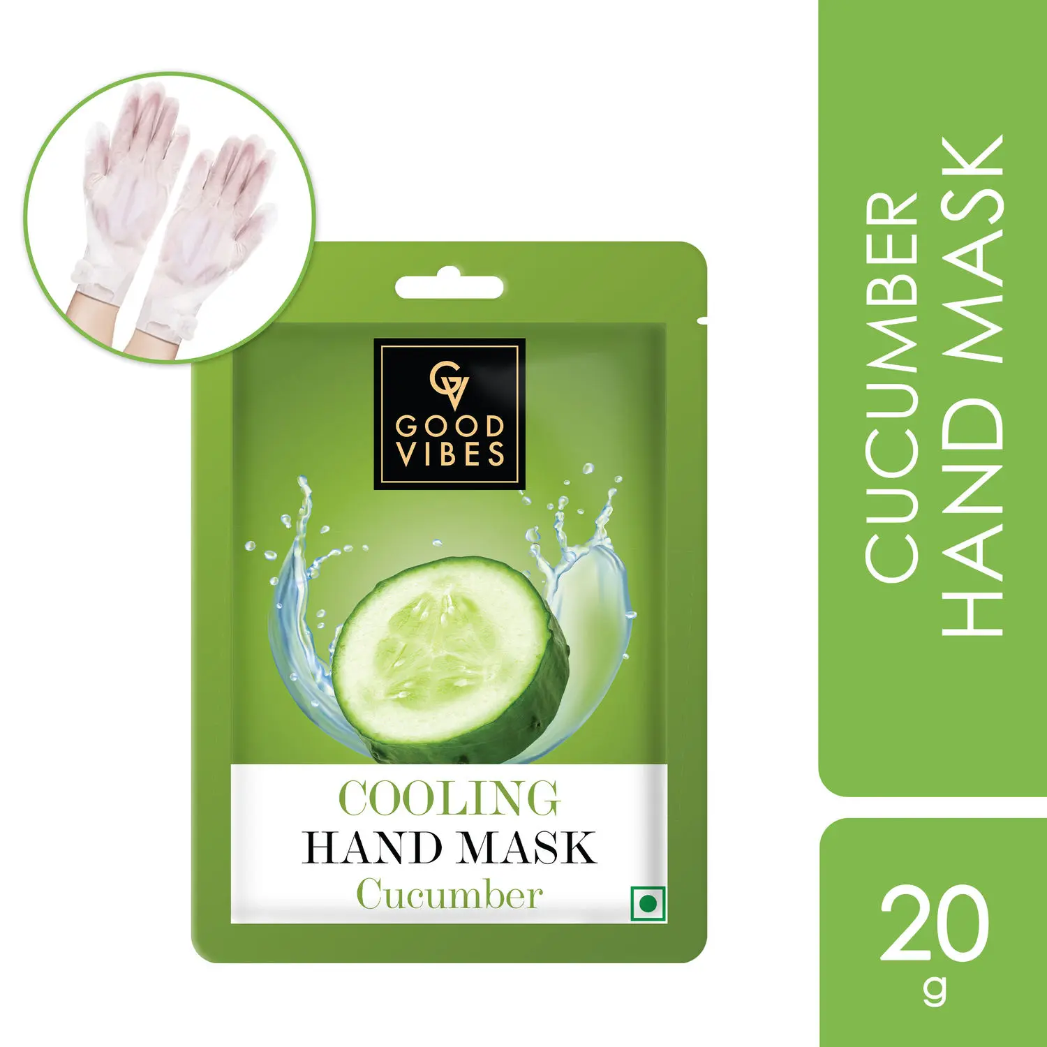 Good Vibes Cucumber Cooling Hand Mask | Moisturizing, Hydrating | Vegan, No Parabens, No Sulphates, No Alcohol, No Animal Testing (20 g)