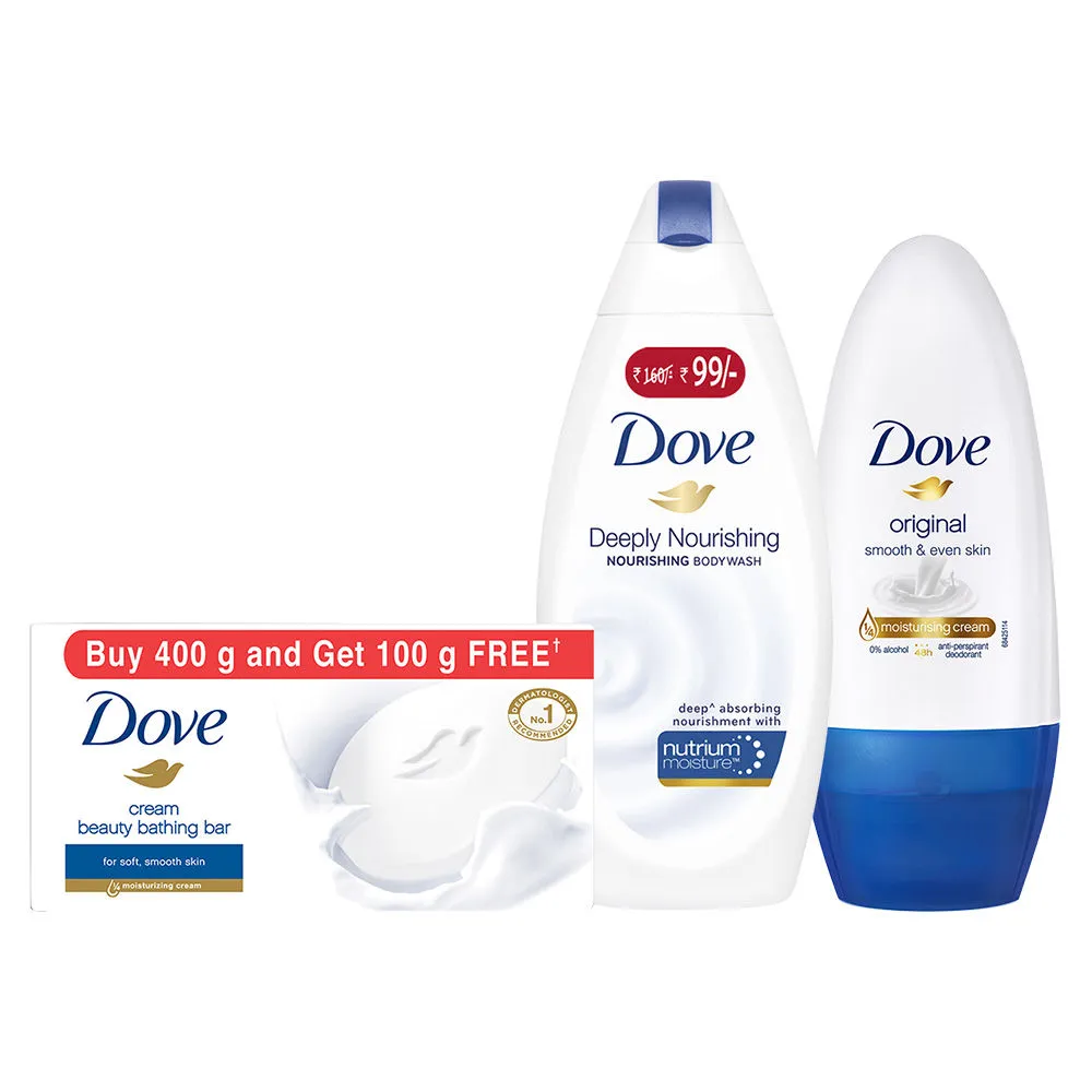 Dove Deeply Nourishing Body Wash & Bathing Soap With Deodorant Roll On For Women