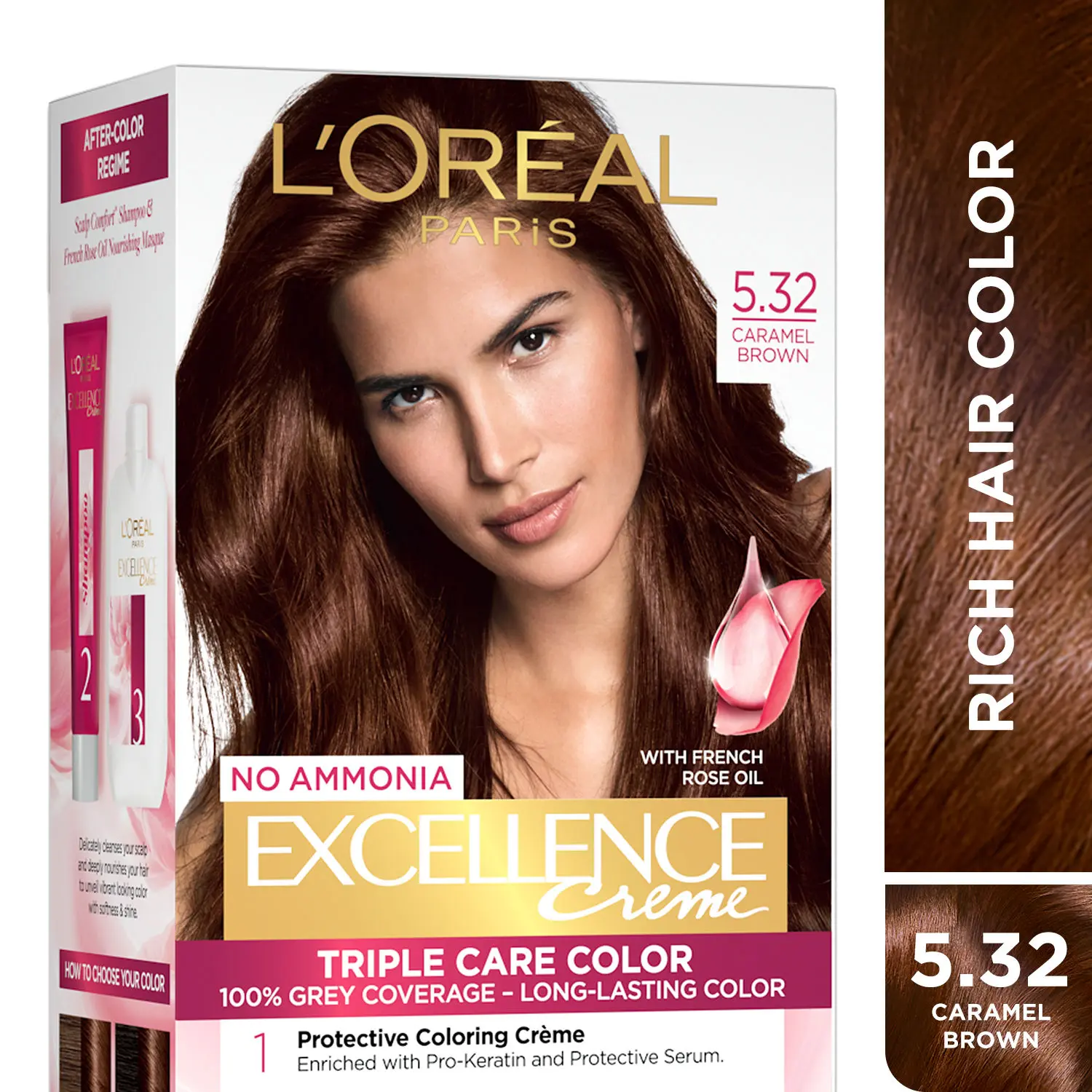 L'Oreal Paris Excellence Creme Hair Color - Caramel Brown 5.32 (72 ml+100 g)