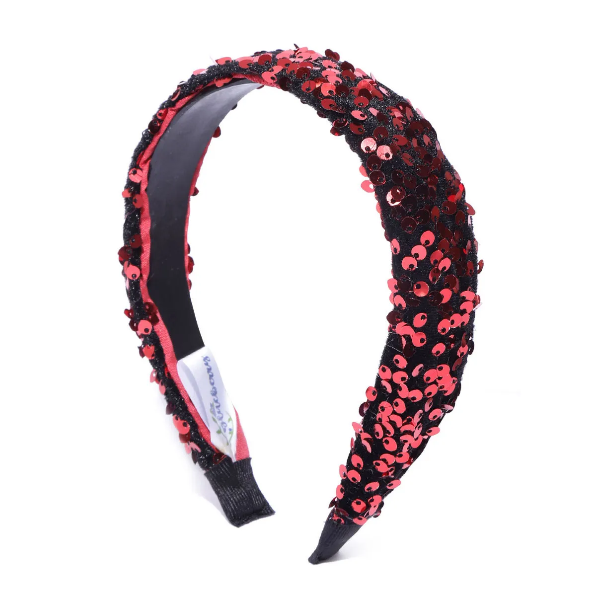 Blueberry Red Sequence Embellished Black Hairband