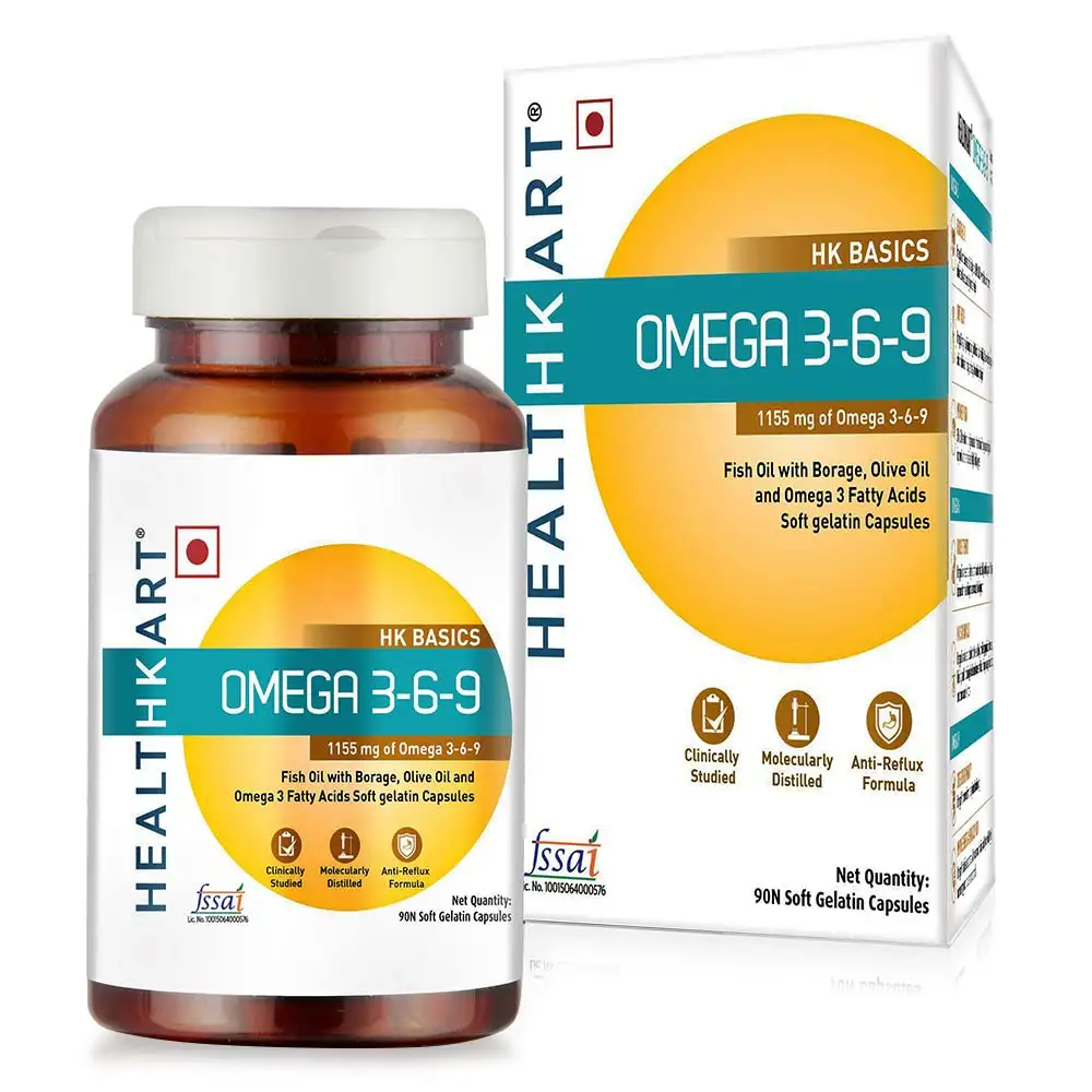 Healt Omega 3-6-9 with 157mg EPA and 105mg DHA,  90 capsules