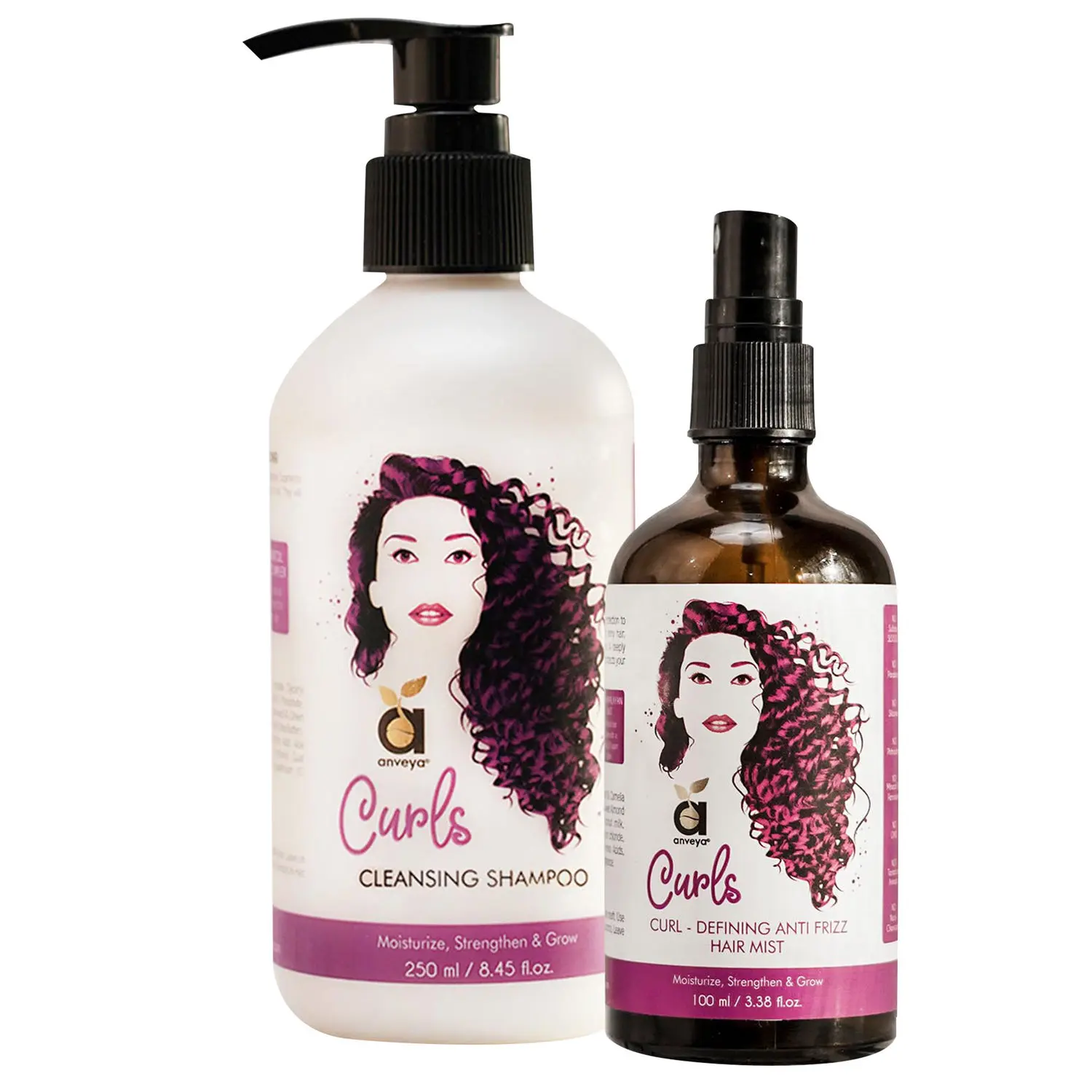 Anveya Curls Shampoo & Hair Mist Combo: For Bouncy, Tangle-Free, Curly Hair