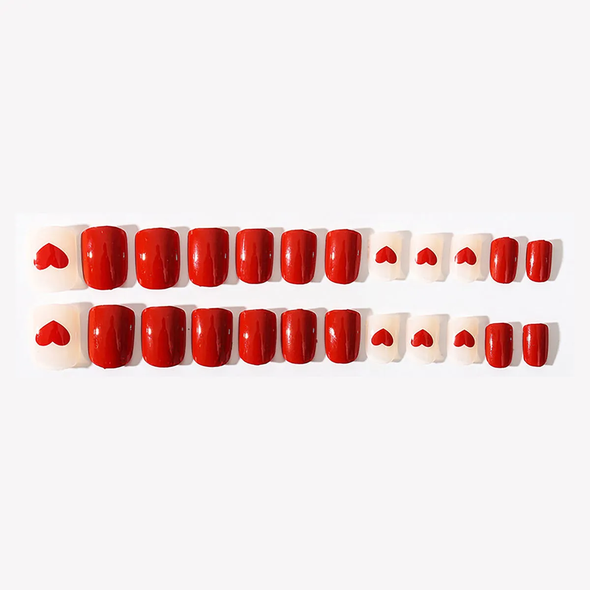 Pipa Bella by  Fashion Red Heart Glossy Stick On Nails