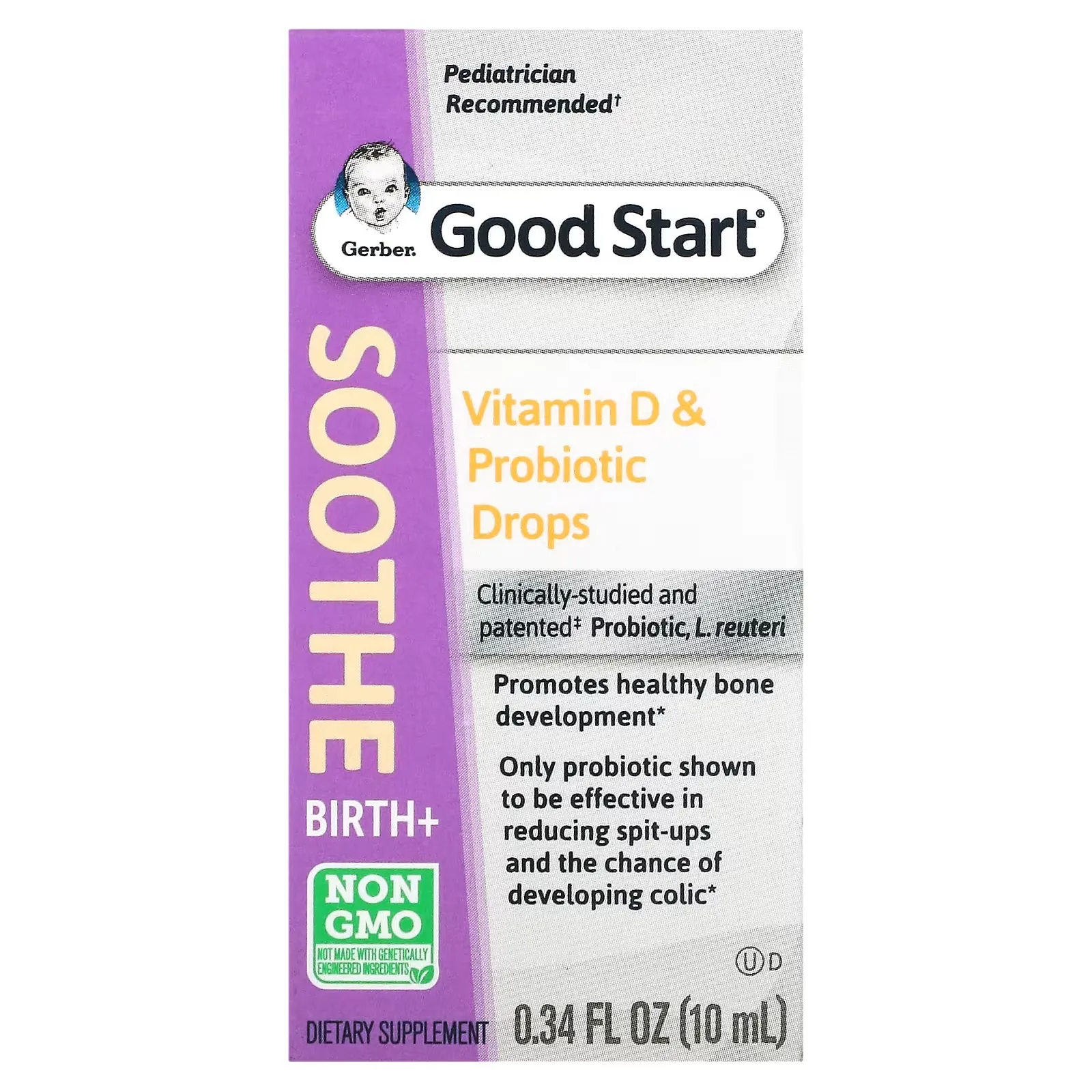 Good Start, Soothe Baby Vitamin D & Probiotic Drops, Birth+, 0.34 fl oz (10 ml)