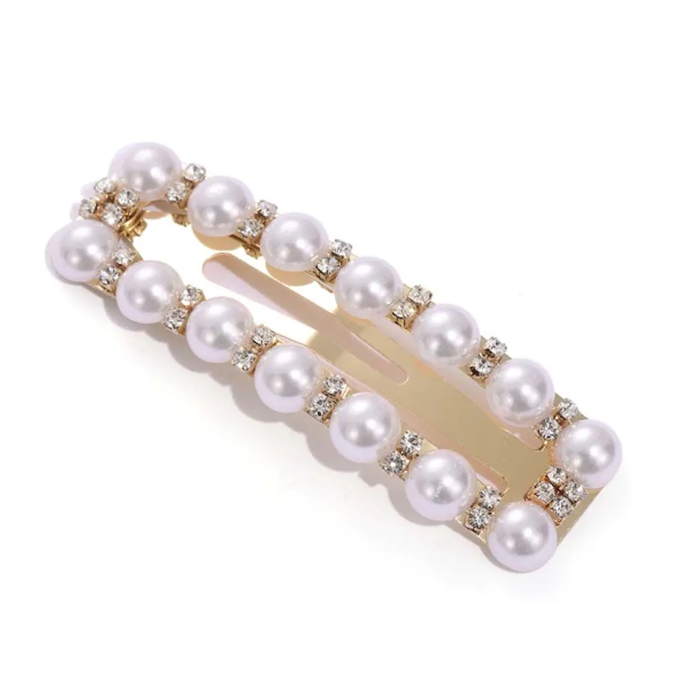 Ferosh Naomi Golden Pearl Rectangular Hairpin