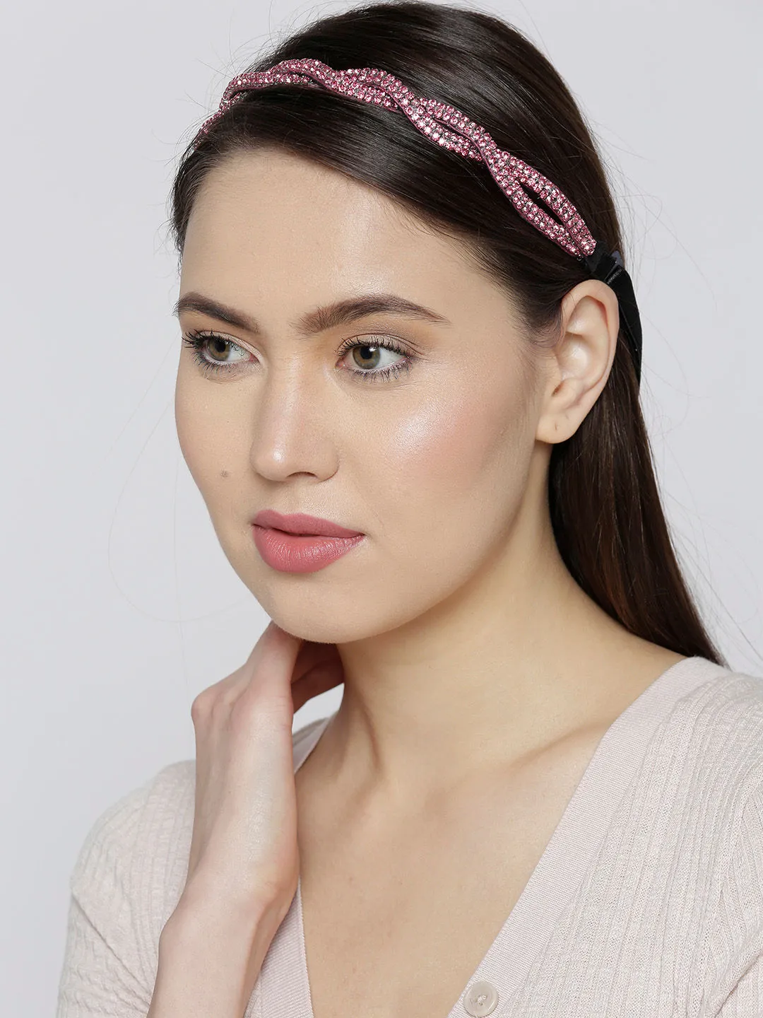 Blueberry Pink Stone Detailing Hair Band