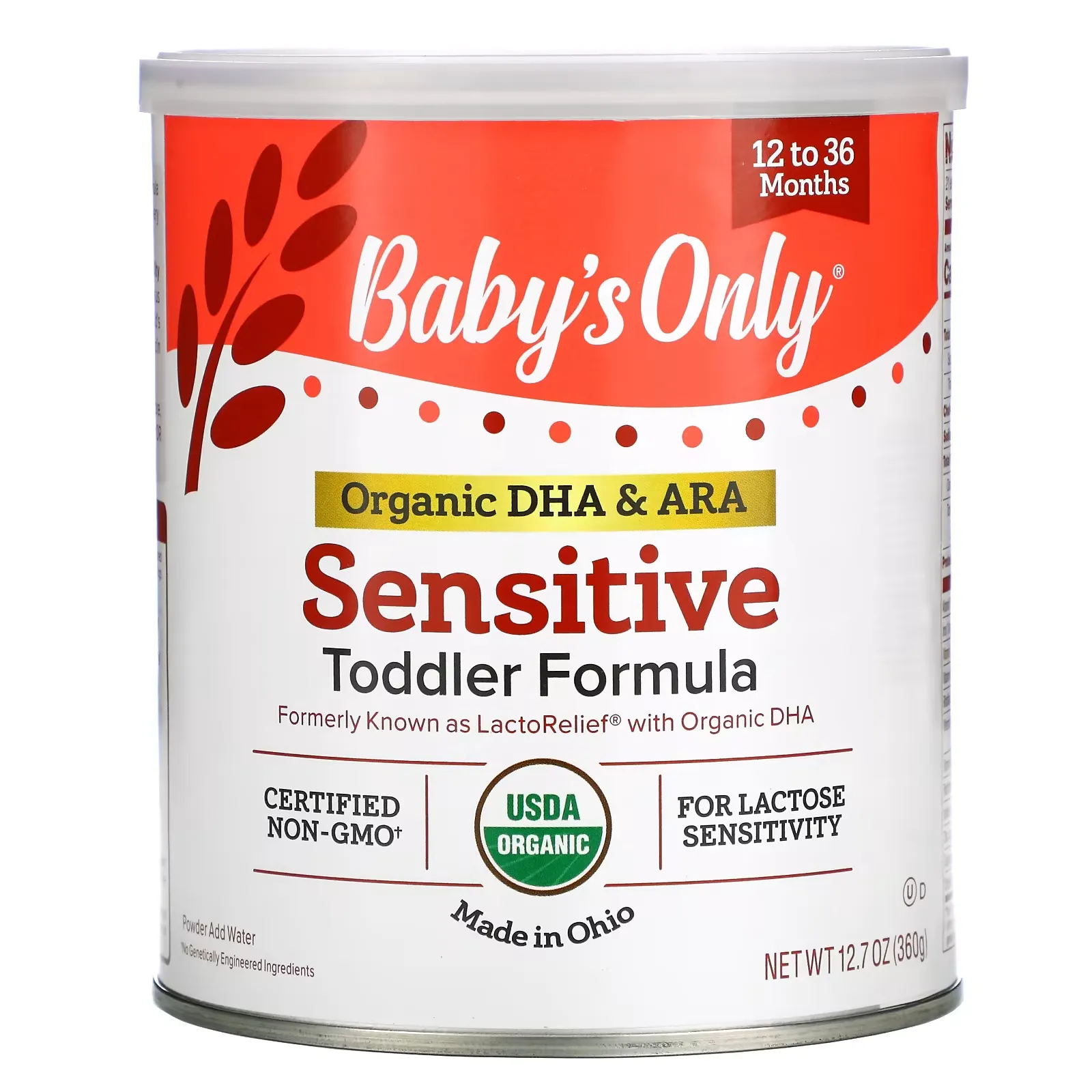 Baby's Only, Organic DHA & ARA Sensitive Toddler Formula, 12 to 36 Months, 12.7 oz (360 g)