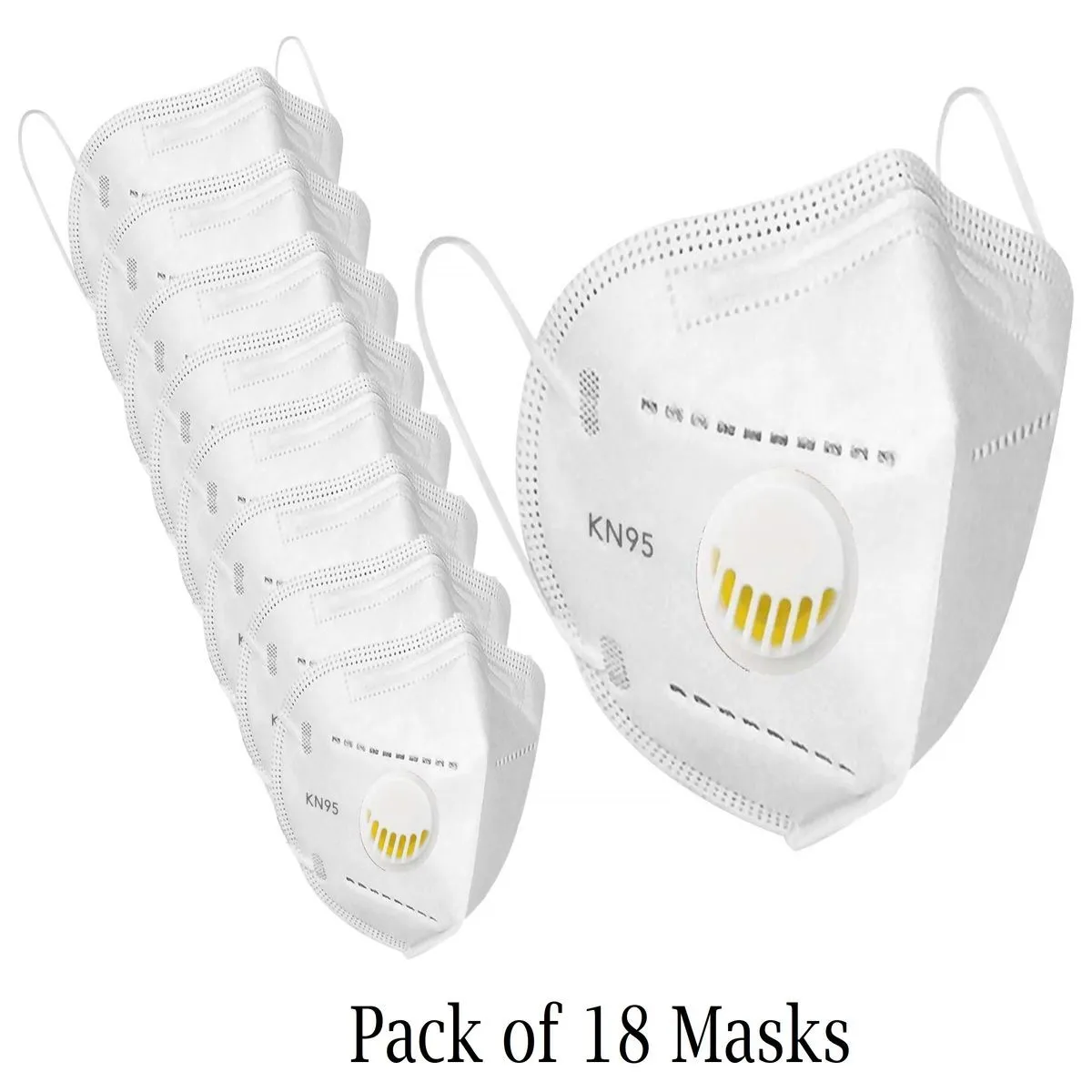 Fabula White KN95 Anti-Pollution Mask with Respirator Valve Pack of 18