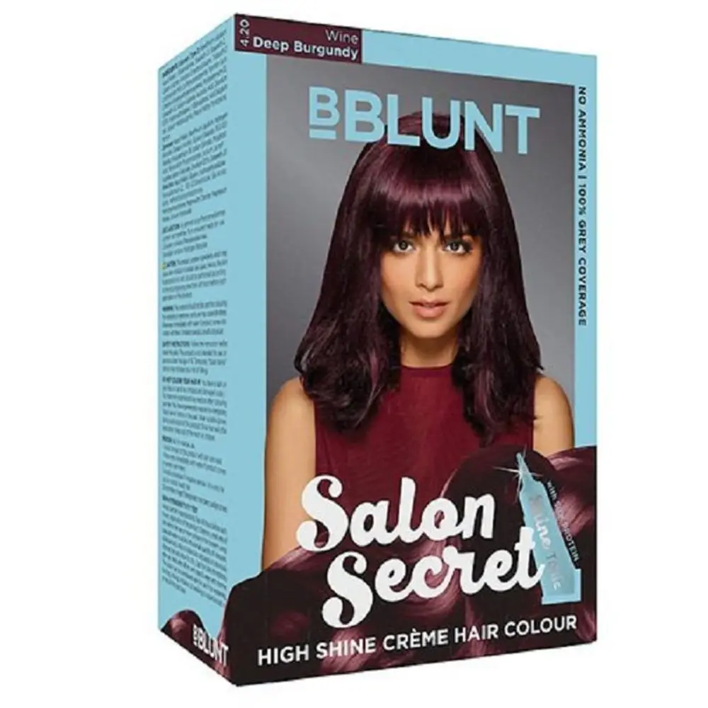 BBLUNT Salon Secret High Creme Hair Colour Wine Deep Burgundy - FREE Nivea Cream (100g+8ml)