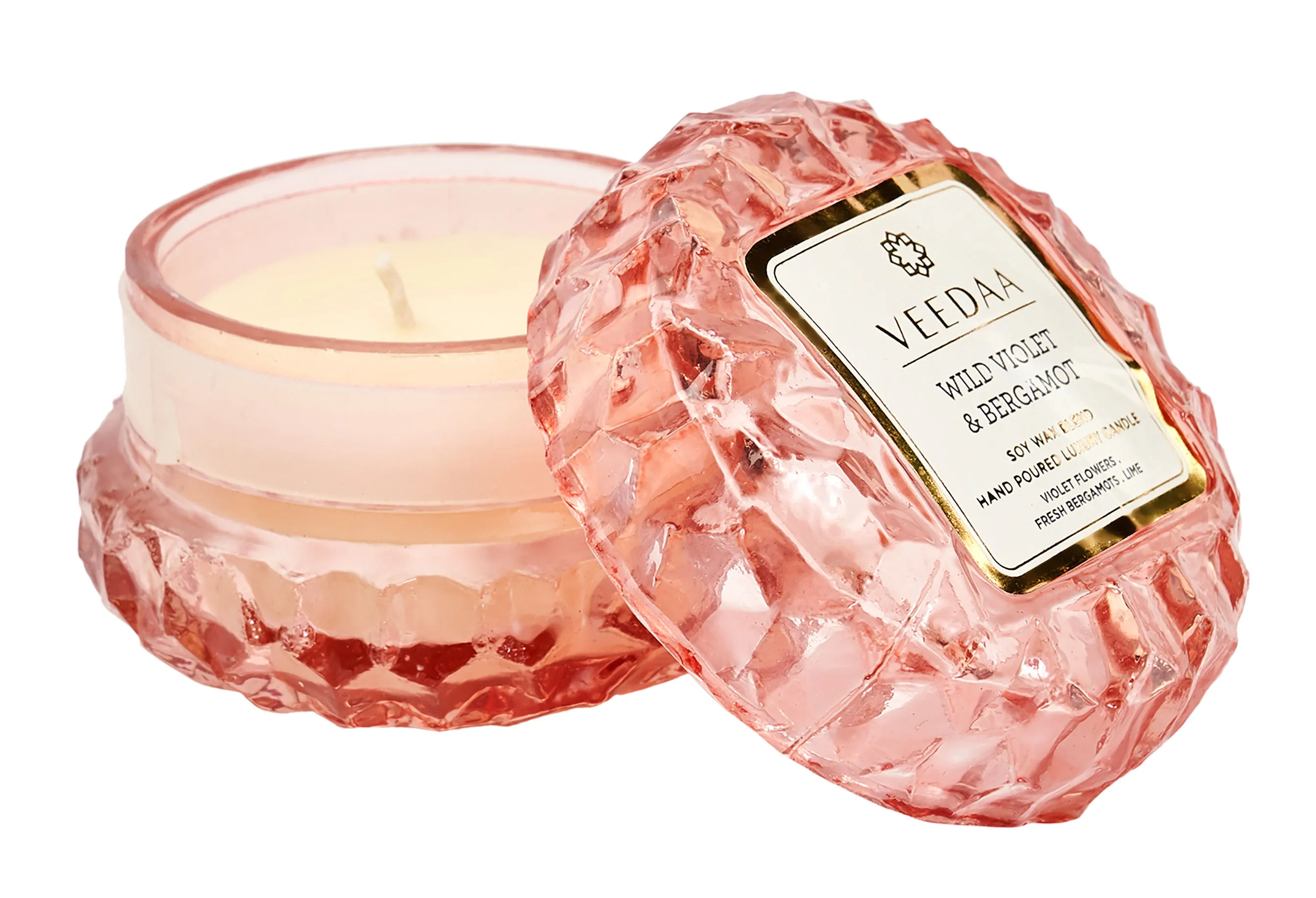 Veedaa Wild Violet & Bergamot Crystal Glass Scented Candle