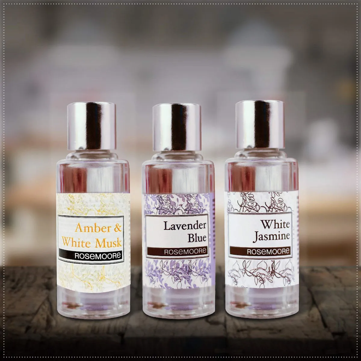 Rosemoore Aroma Diffuser Oil Pack Of 3 Amber & White Musk White Jasmine Lavender Blue