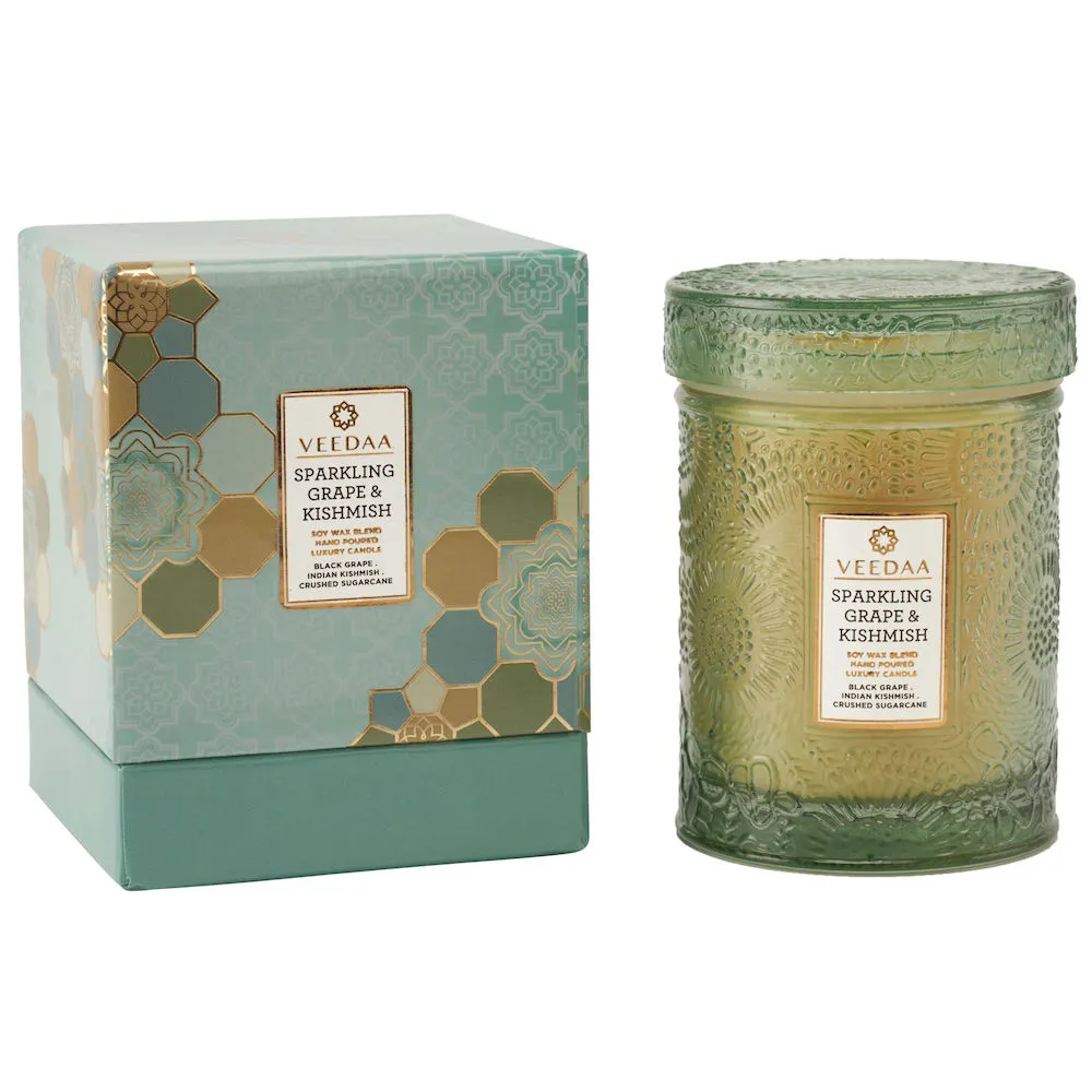 Veedaa Candles Sparkling Grape & Kishmish Mandala Glass Scented Candle