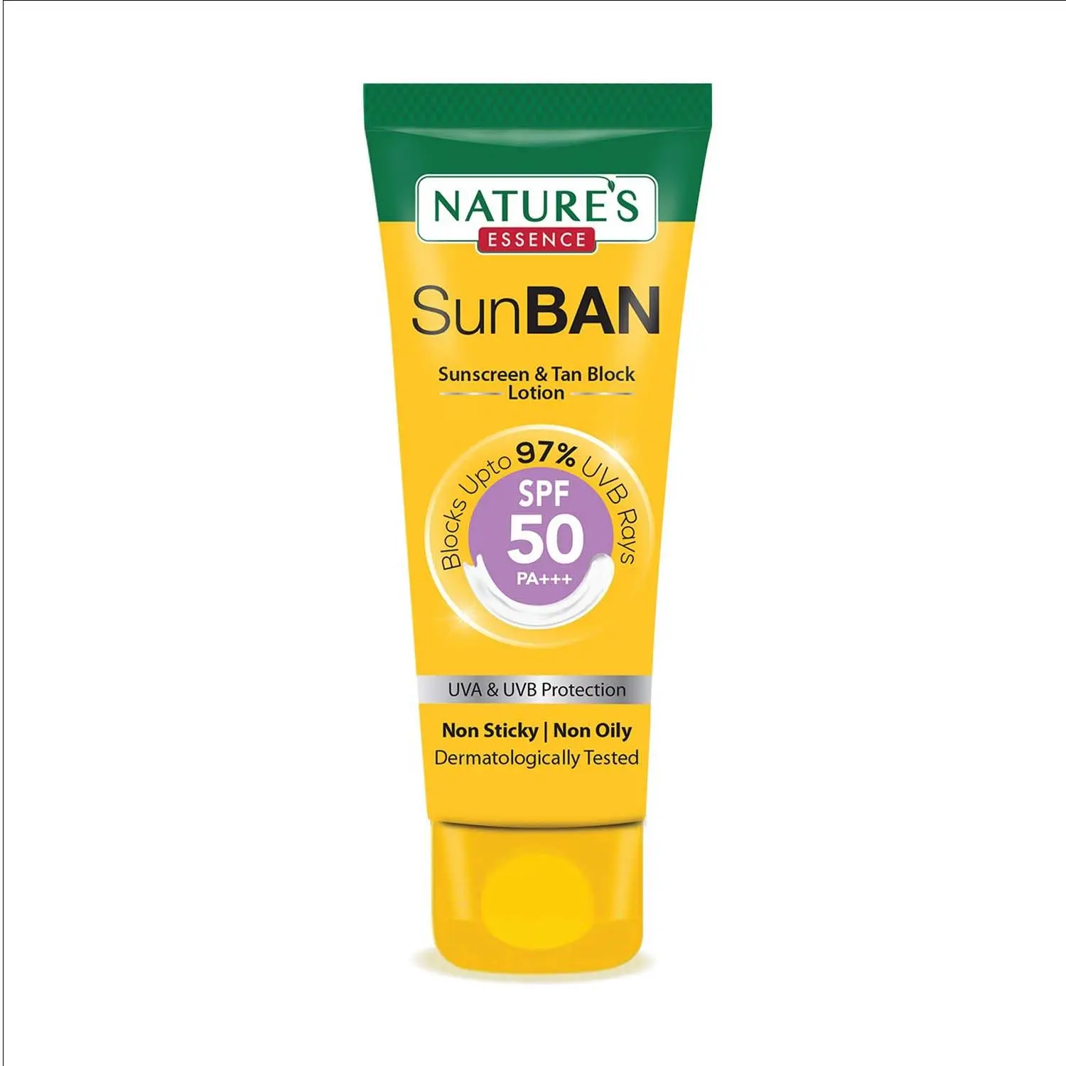 Nature's Essence SunBan SPF 50 PA+++ Sunscreen & Tan Block Lotion | Non-comedogenic| 60ml