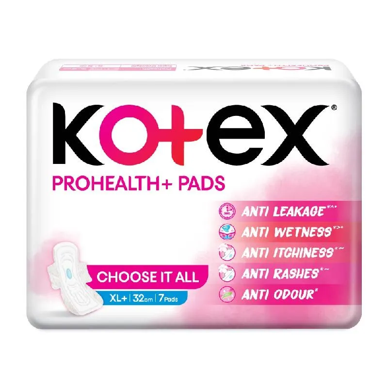 Kotex Prohealth+ Sanitary Pads For Women - Xl+ 7 Ultra-Thin Pads