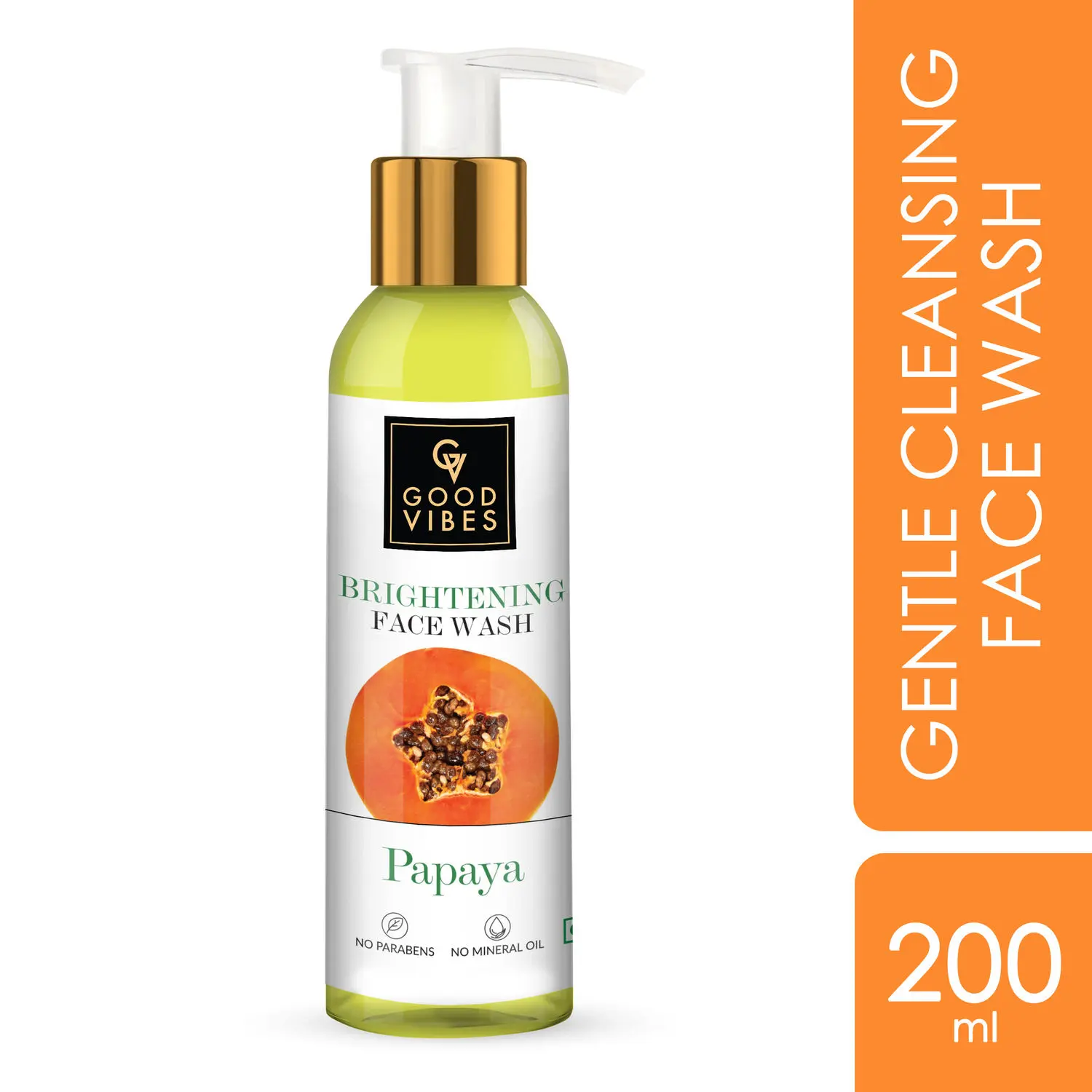 Good Vibes Papaya Brightening Face Wash | Deep Pore Cleansing, Non-Drying | With Mulberry | No Parabens, No Mineral Oil, No Animal Testing (200 ml)