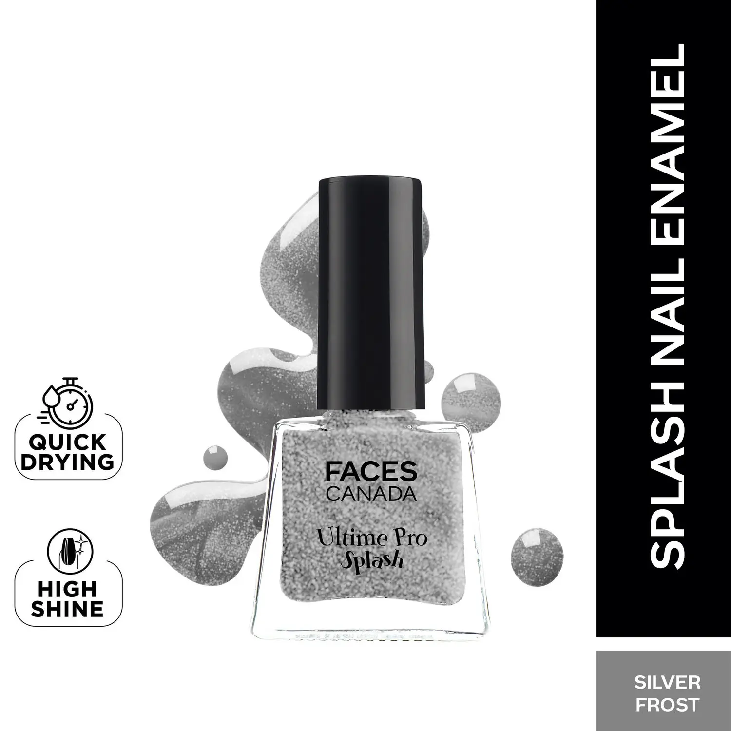 Faces canada Ultime Pro Splash Nail Enamel I Quick-drying I Longlasting I Chip-defiant I Smooth application I Silver Frost 61 5ml