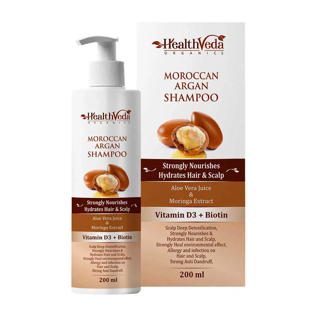 Health Veda Organics Moroccan Argan Shampoo,  200 ml  Hydrates Hair & Scalp