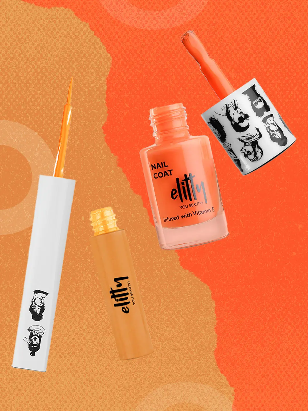  Elitty  She’s Fire combo- (Eyeliner- Devil’s Advocate, Nail Paint-Juicy Gossip)- Pack of 2