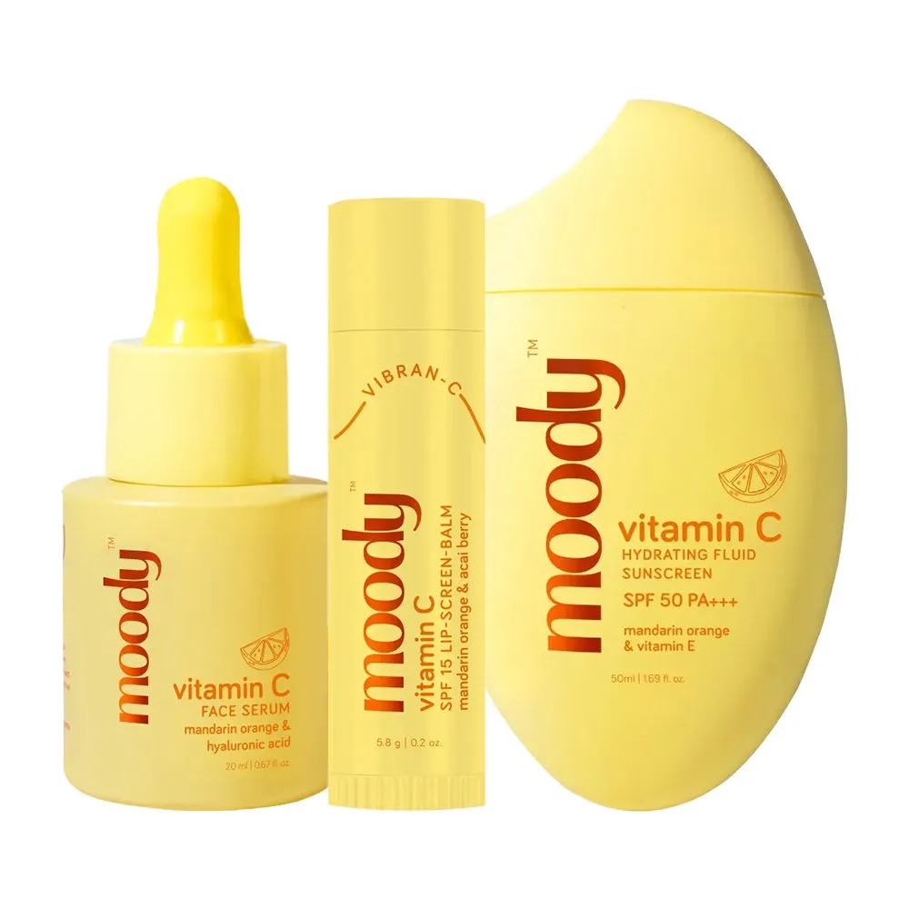 Moody Brighter Days Vitamin C Combo Face Serum + Fluid Sunscreen + Lip Screen Balm