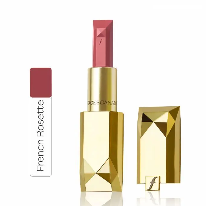 Faces Canada Belle De Luxe Lipstick | Luxurious Color | Flawless Plush Lips | Enriched with Rose extracts | High Precision Jewel Cut Design | Shade - French Rosette 3.8g