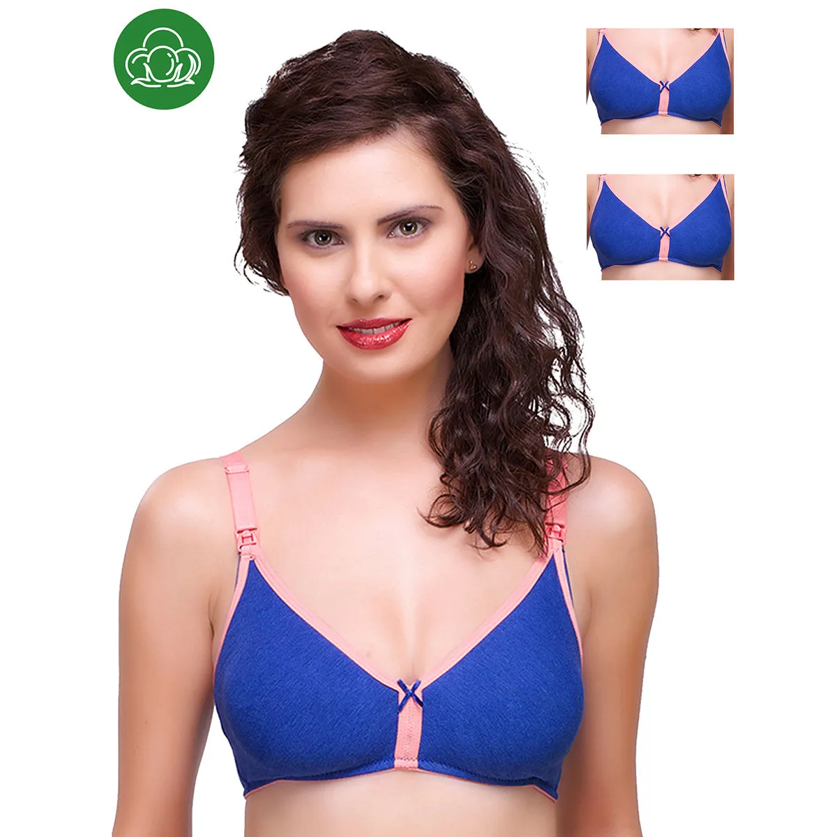 Inner Sense Organic Cotton Antimicrobial Nursing Bra Pack of 3 - Blue